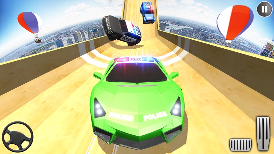 警车巨型坡道特技3D